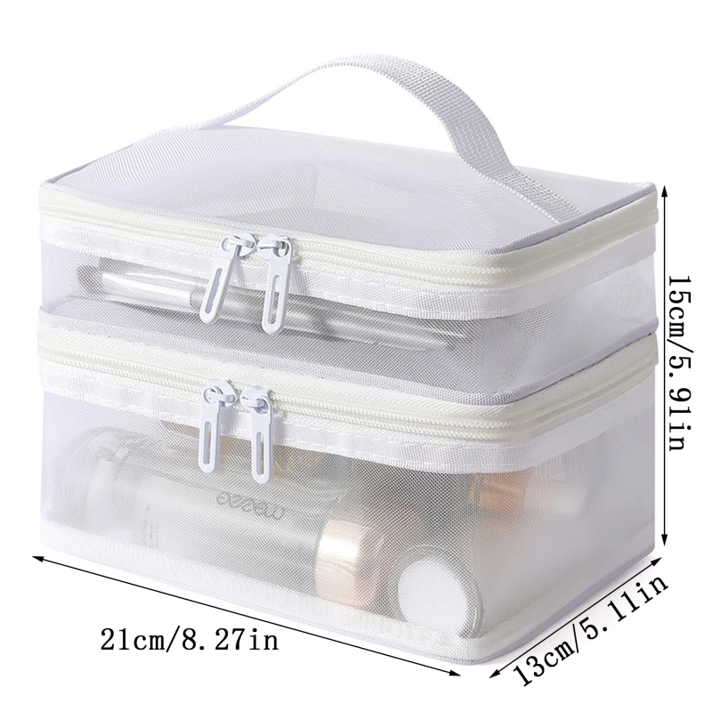 Bolsa de aseo transparente plegable para viaje con cierre tipo malla - imagen 2