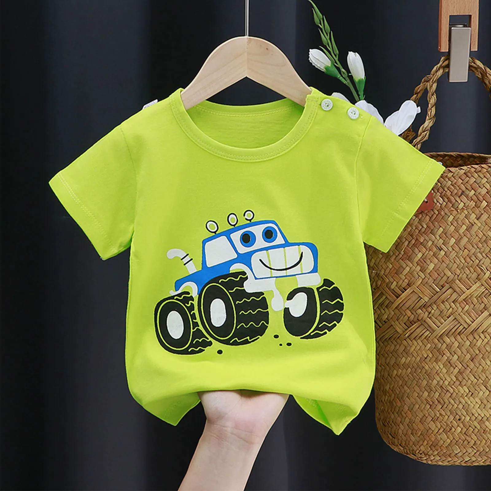 Camiseta de algodón con estampado para bebé niño y niña