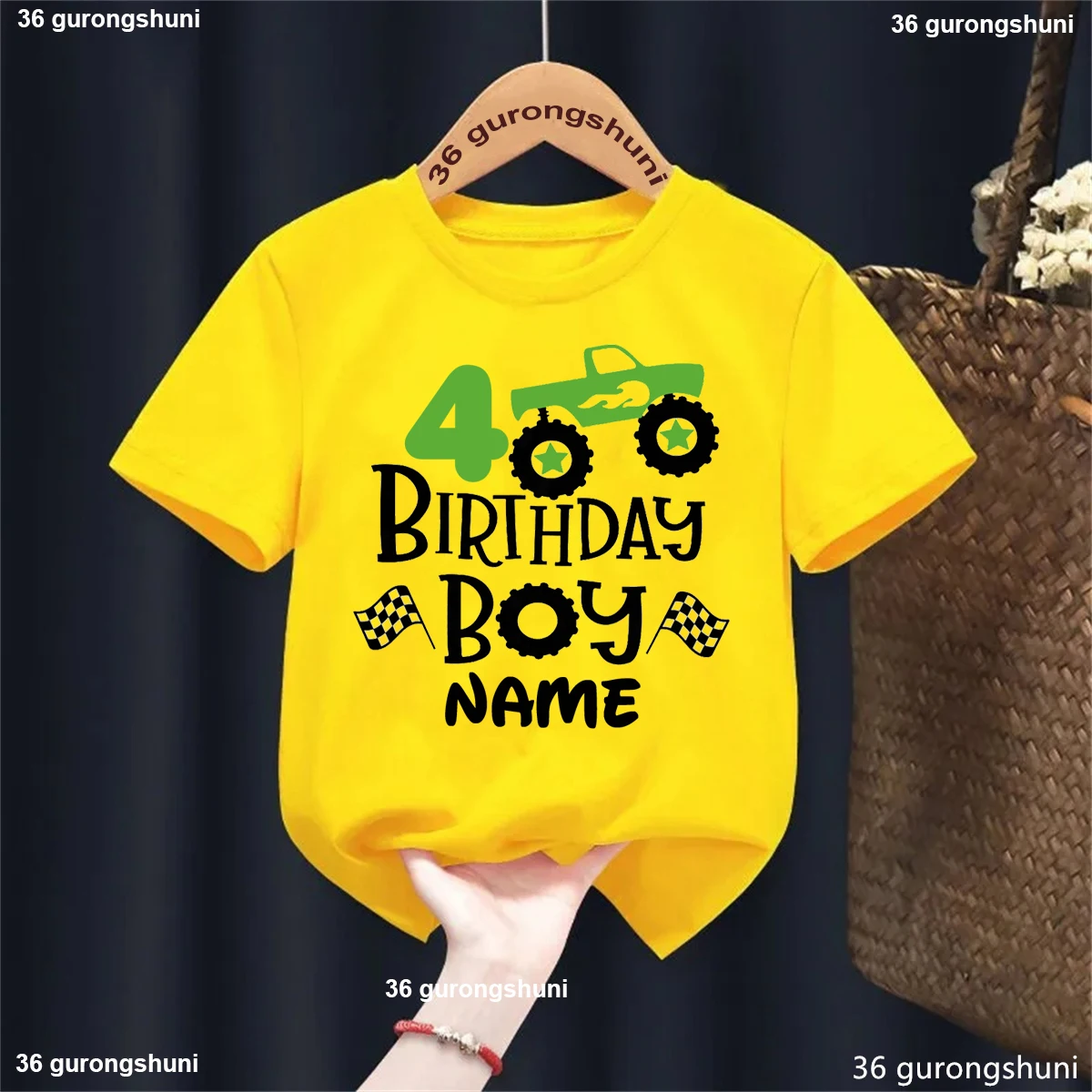 Camiseta personalizada de coche monstruo con nombre para cumpleaños - imagen 4