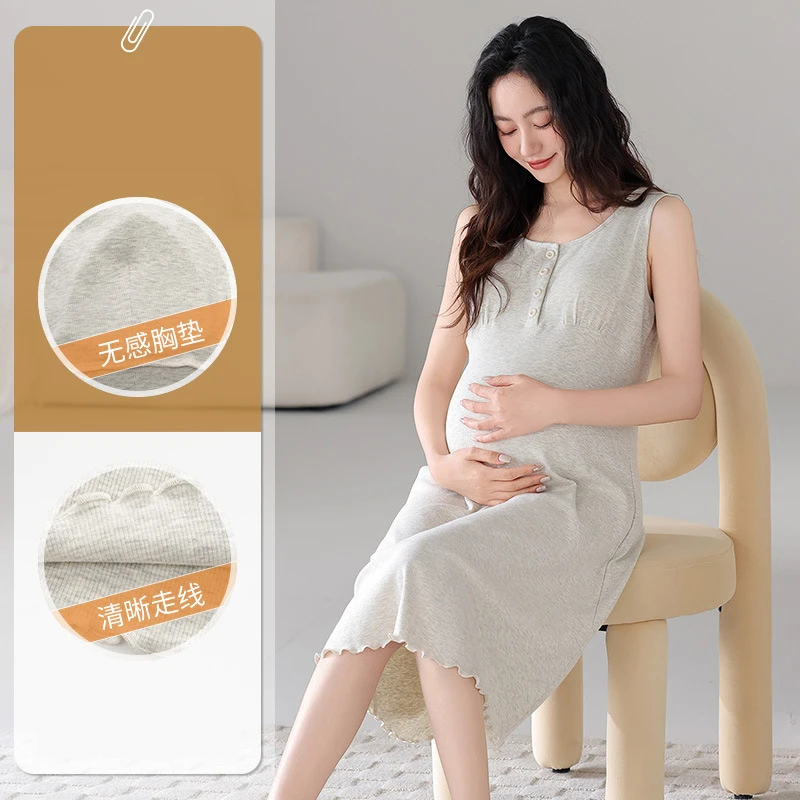 Camisón de lactancia postparto modal fino para dormir en verano - imagen 3