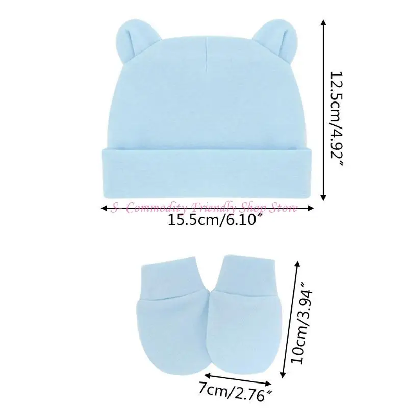 85AE Gorro de bebé de invierno de algodón con manoplas - imagen 2
