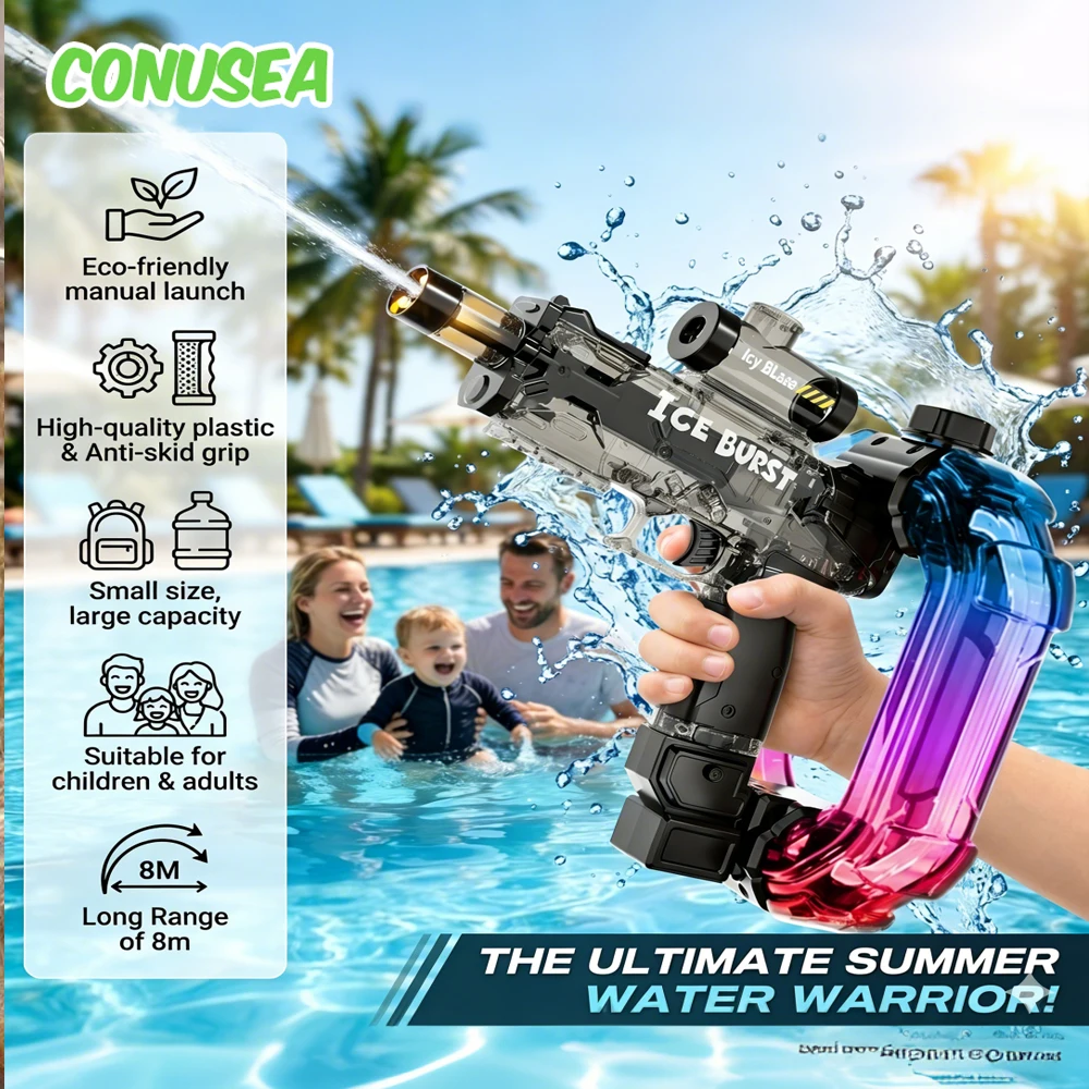 Pistola de agua eléctrica con luz para piscina y juegos al aire libre