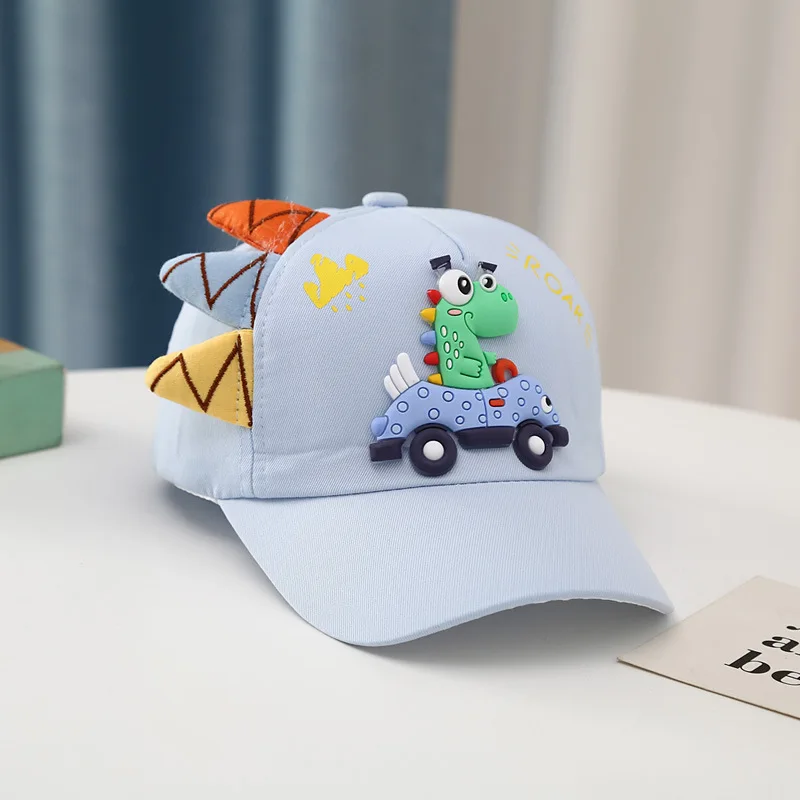 Gorra de béisbol de algodón para bebé con dinosaurio y sol