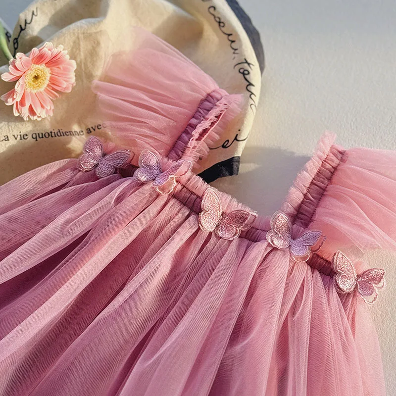 MILANCEL Vestido de malla veraniego para niña – Mariposa 3D tutú - imagen 2