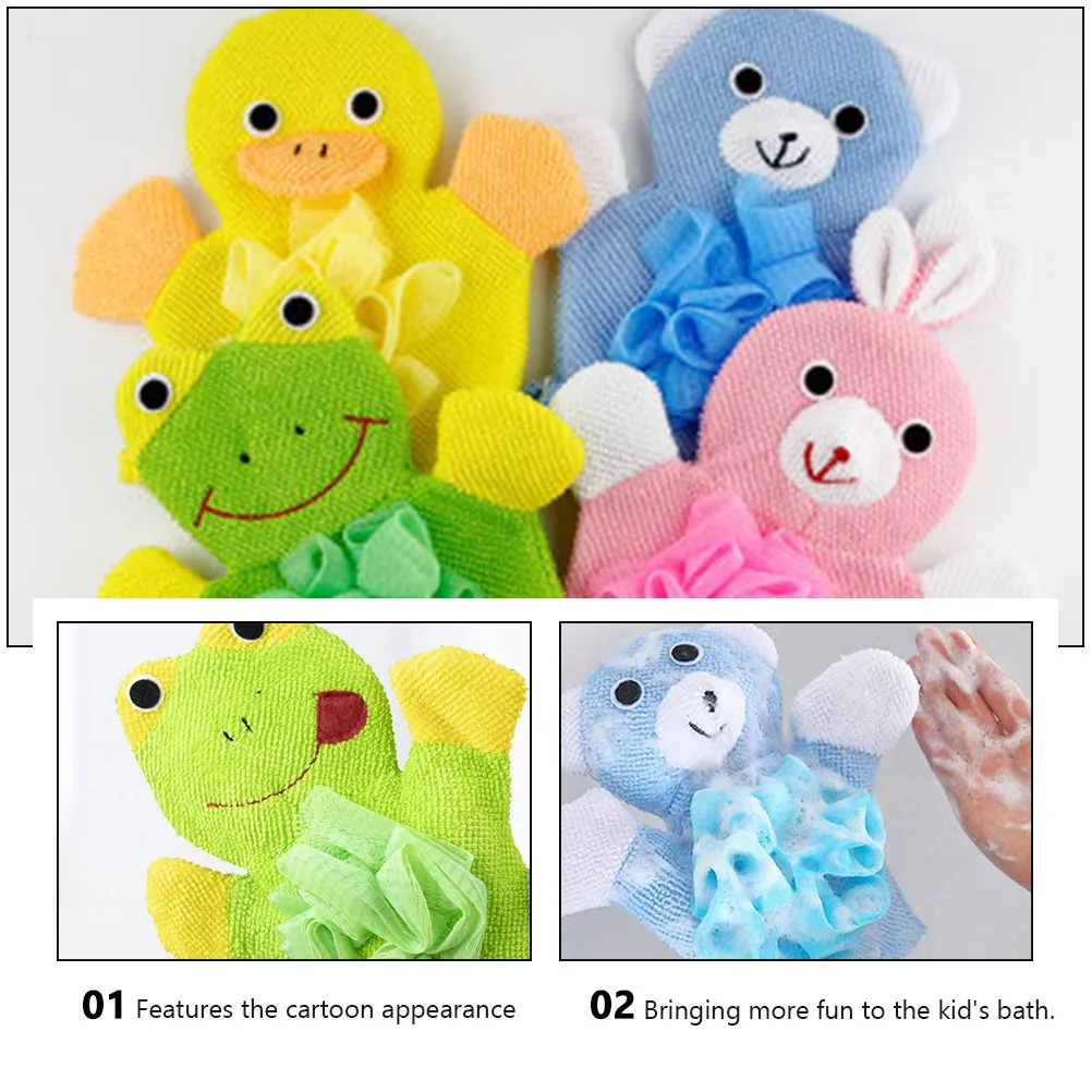 Guantes de baño infantiles con dibujos para exfoliación suave - imagen 5