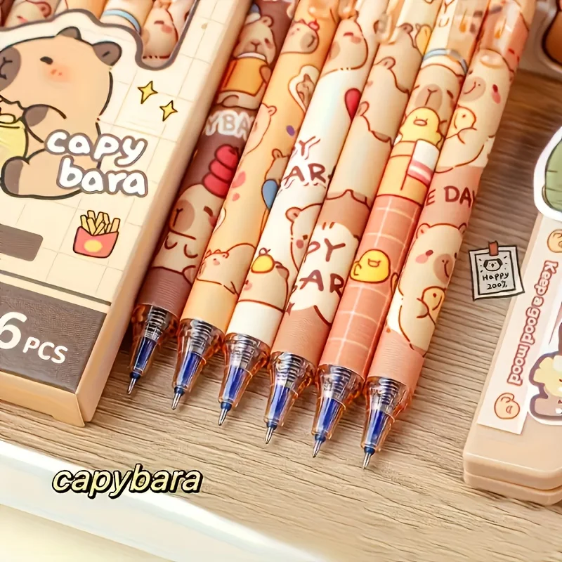 Bolígrafos de gel borrables retráctiles con dibujo capibara
