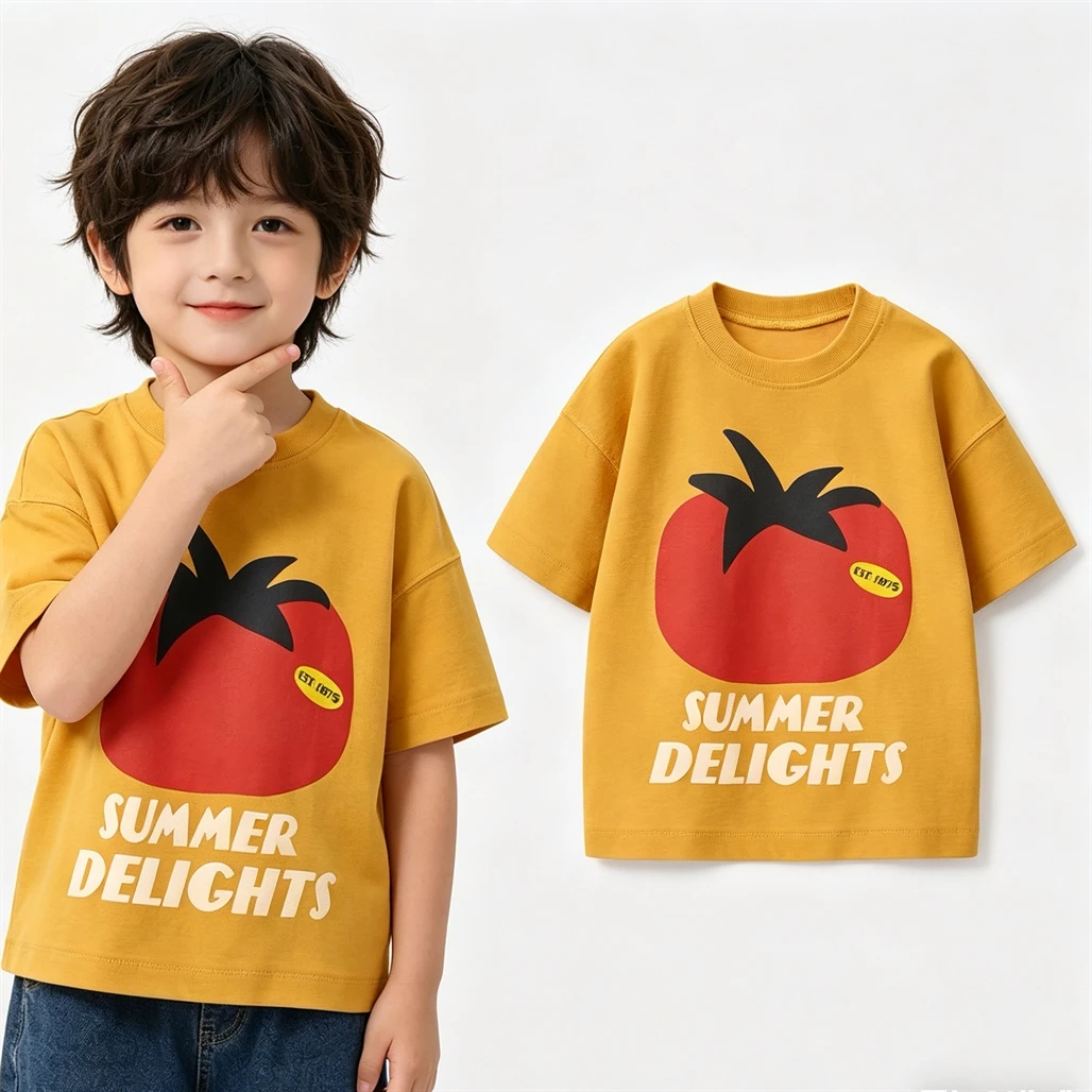 Camiseta niño algodón con dibujo de dibujos animados