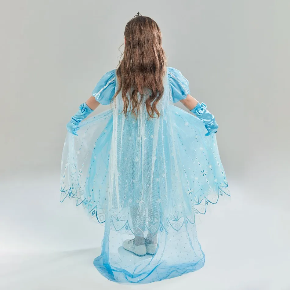 Disfraz Elsa Frozen para niña – Vestido de lentejuelas con capa - imagen 2