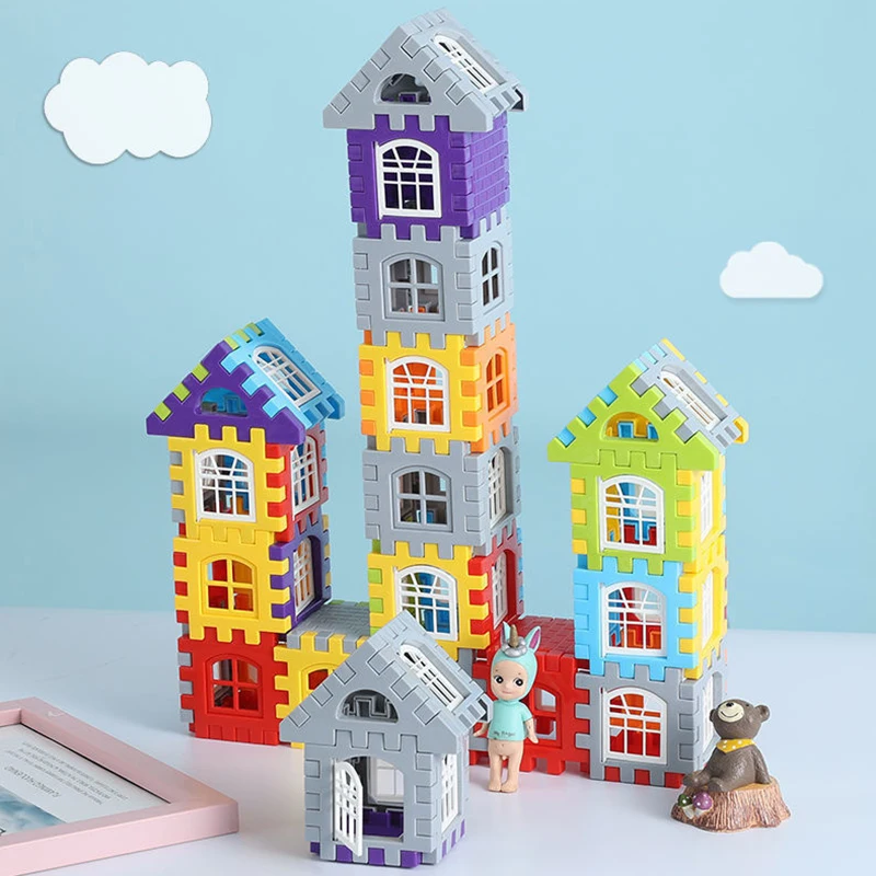 Bloques de construcción de plástico de colores para niños – Casa puzzle