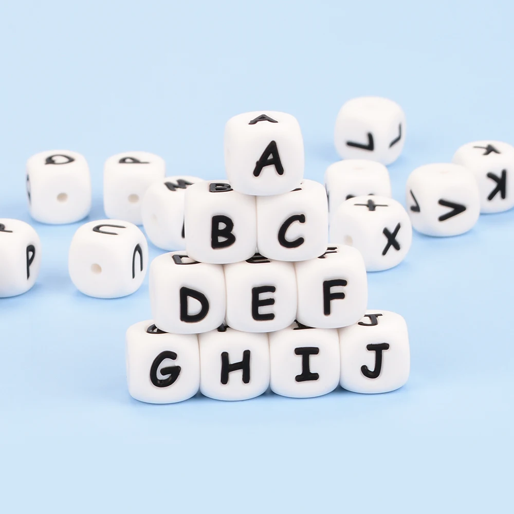 Cuentas de silicona con letras para pulseras y collares – LOFCA 12mm - imagen 3