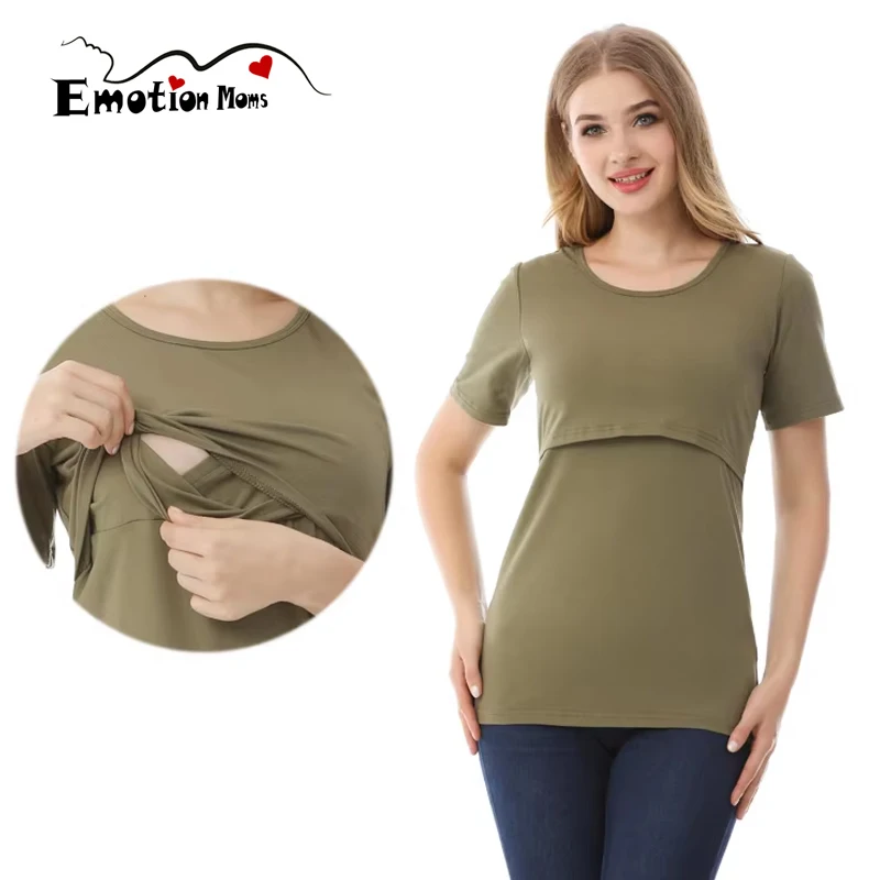 Camiseta lactancia algodón manga corta holgada para verano