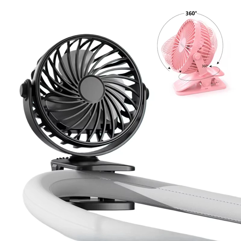 Ventilador portátil recargable para carrito de bebé, mano y hogar