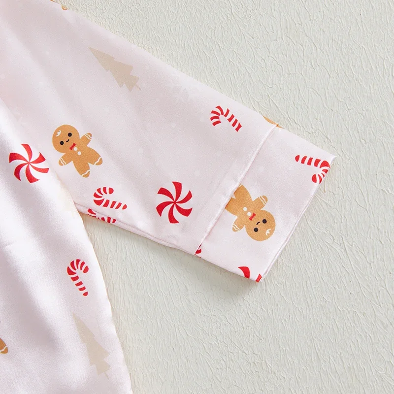 VISgogo Pijama infantil navideño con estampado de pan de jengibre - imagen 5