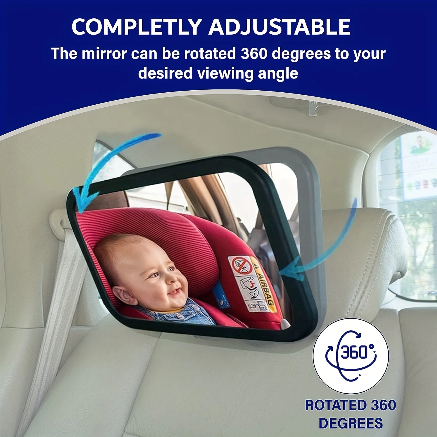 Espejo BabyView seguridad coche – Supervisión bebés asiento trasero - imagen 3