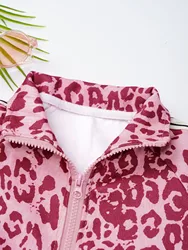 Conjunto chaqueta estampado leopardo para niña – Sudadera y pantalón