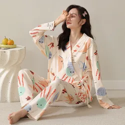 Pijama premamá de algodón con cárdigan de manga larga primavera y otoño