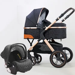 Cochecito bebé convertible en silla y tumbona con amortiguación