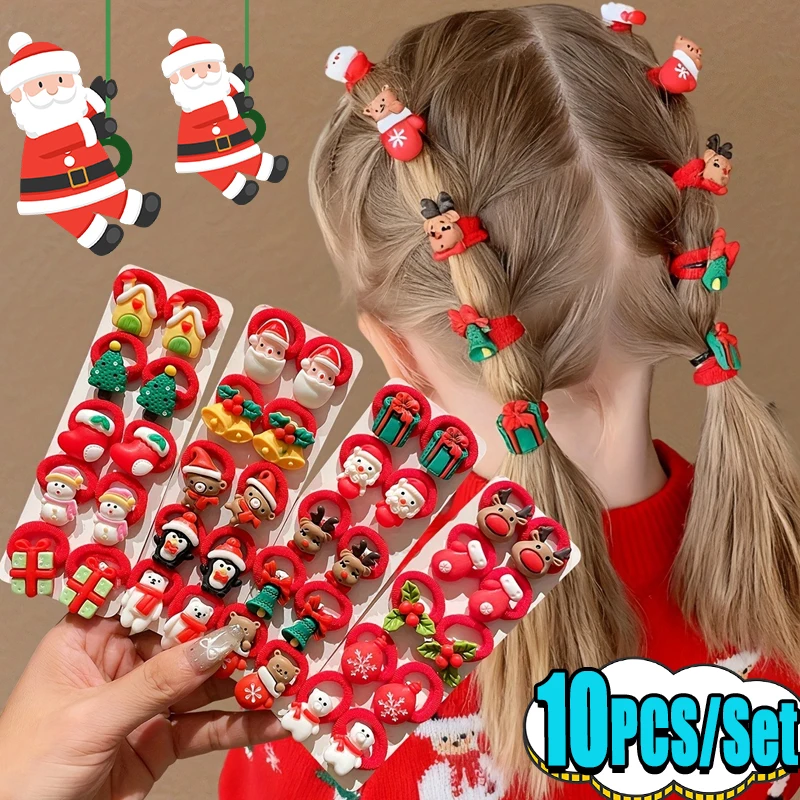 Tocado de Navidad infantil con lazo rojo y banda elástica