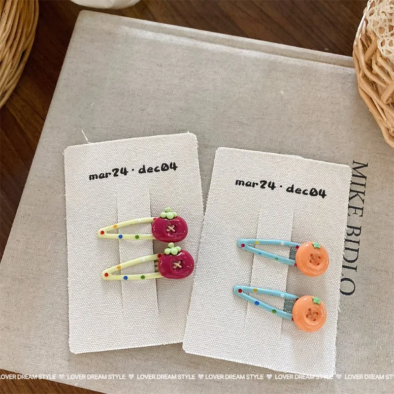 Pinzas para el cabello de bebé, lunares y frutas pastel - imagen 3