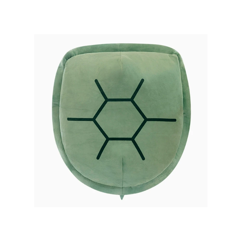 Tortuga peluche mostrando su concha verde y tamaño generoso