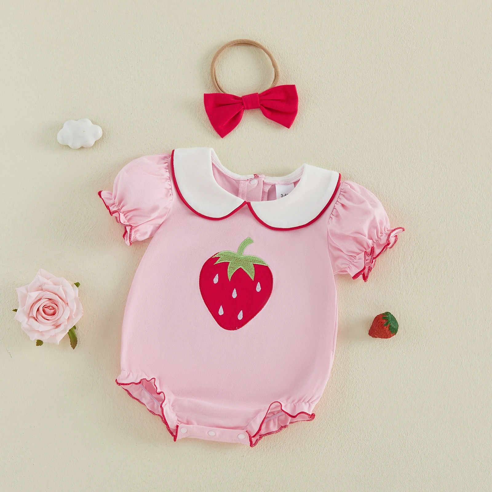 Conjunto bebé recién nacido verano con body manga estampado fresa - imagen 5
