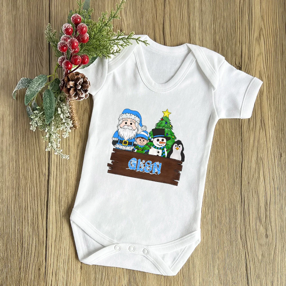 Pelele Papá Noel personalizado para recién nacido – Árbol de Navidad - imagen 3