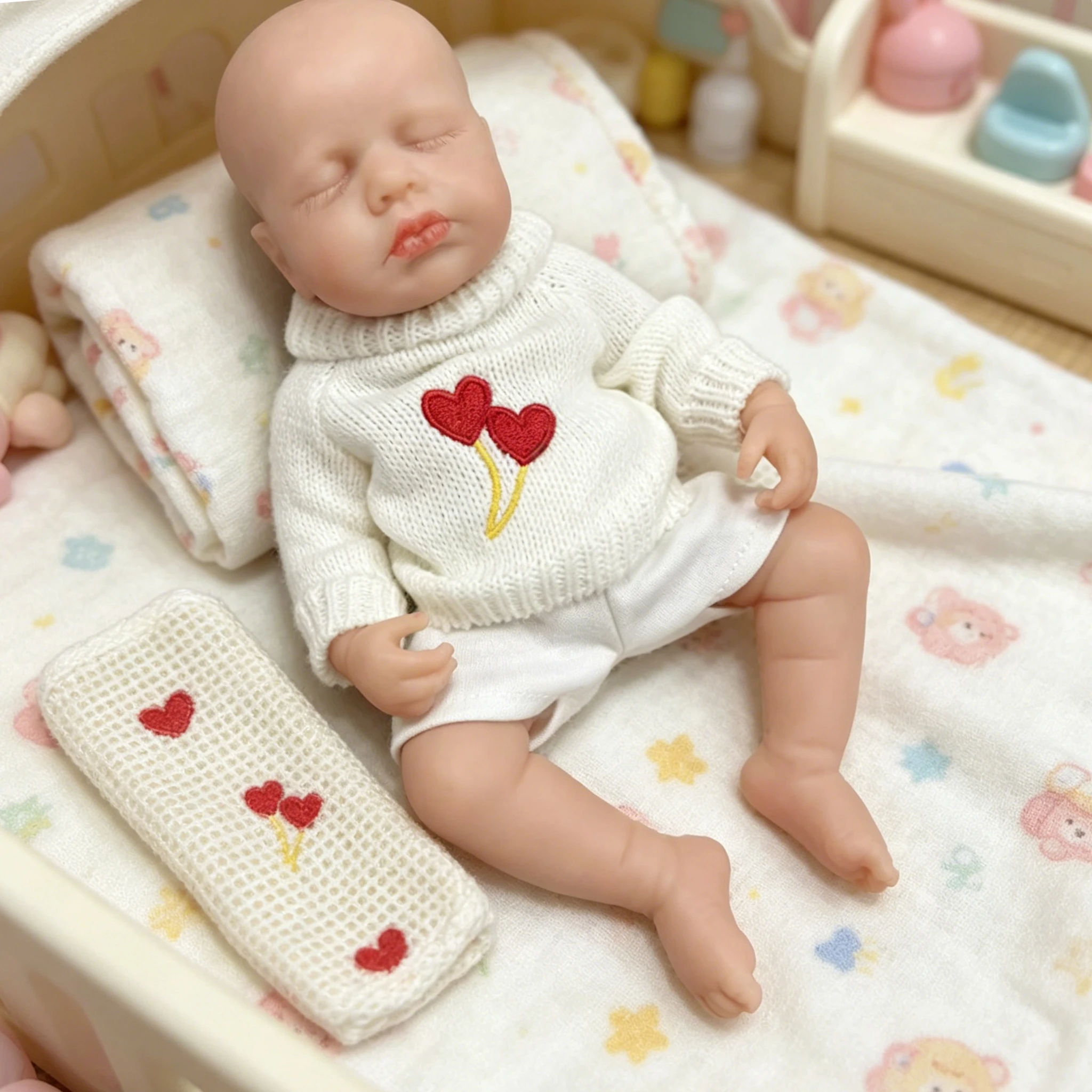 Muñeca Reborn Loulou de silicona platino, aspecto realista tacto suave