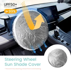 Protector solar para volante de coche, doble capa de aluminio flocado