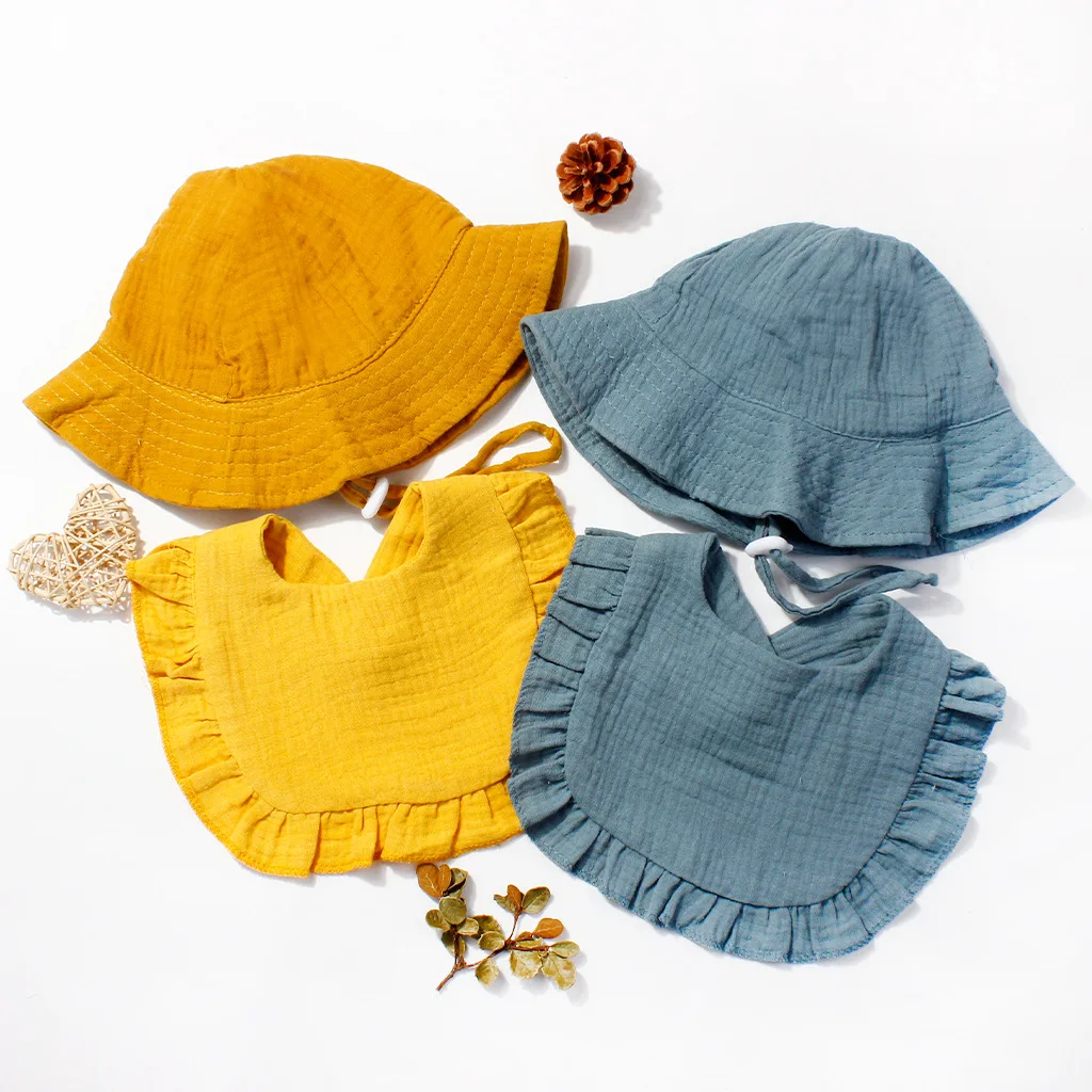 Gorro fisherman de algodón con babero para bebé, suave y cómodo