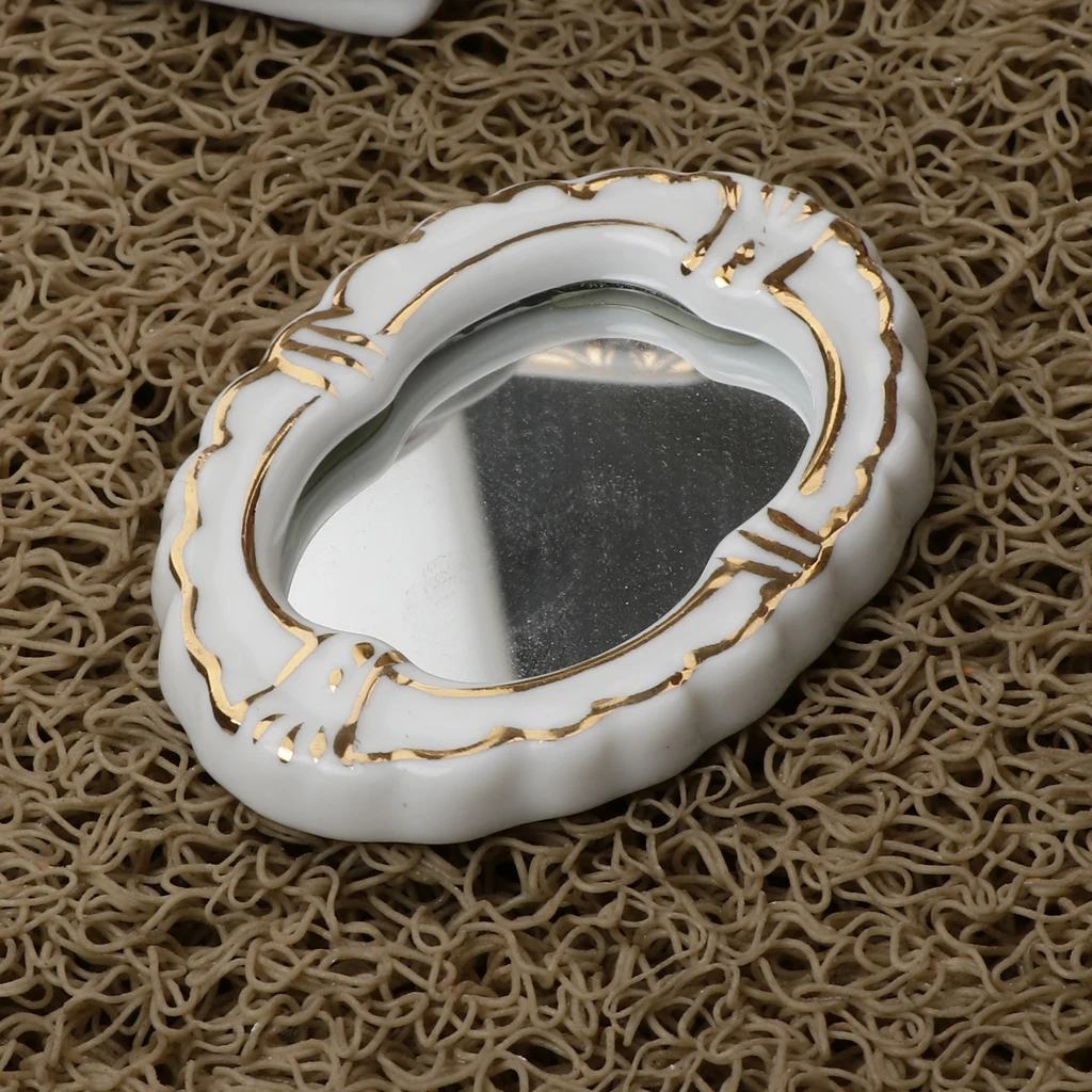 Juego de baño en miniatura para casa de muñecas: inodoro y espejo - imagen 3