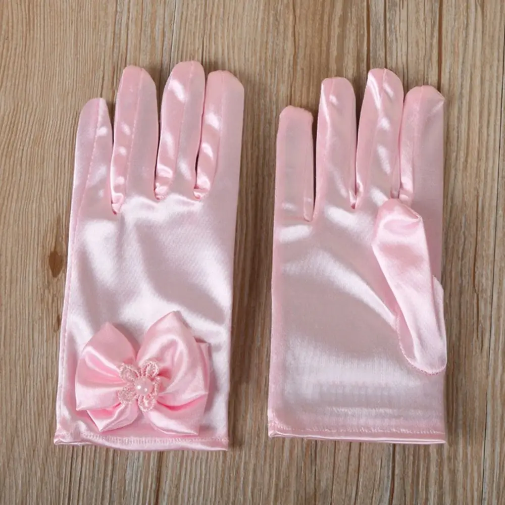 Guantes de niña satén estilo princesa para boda