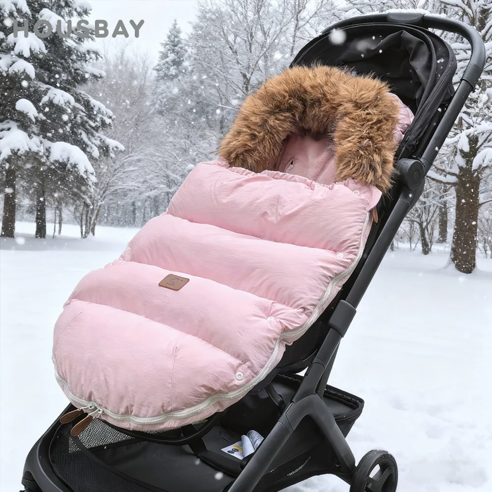 Cochecito bebé invierno con forro extraíble y cuello de piel - imagen 3