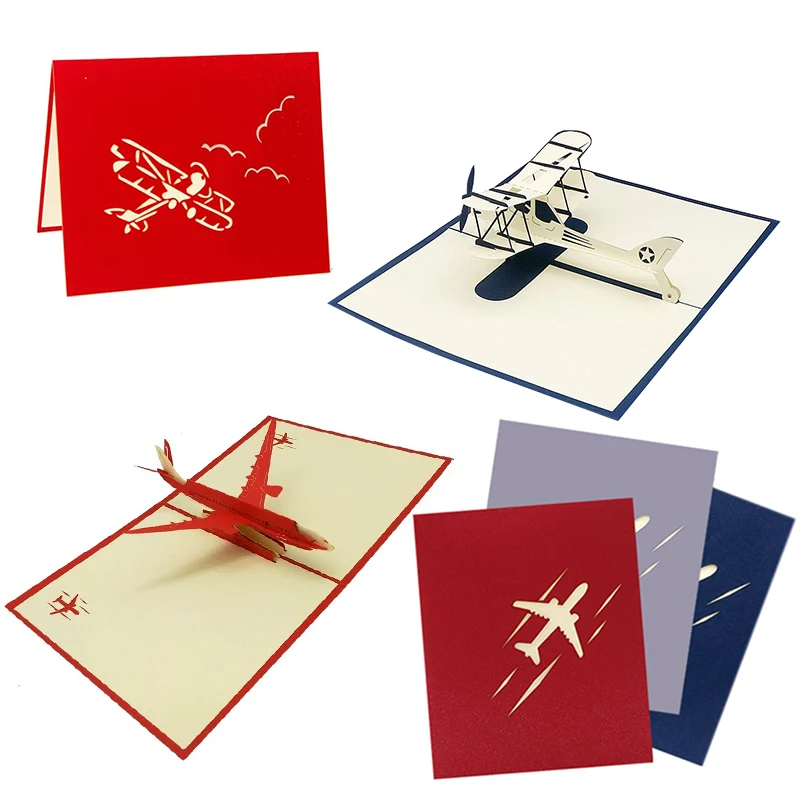 Tarjetas de felicitación plegables de avión con relieve retro ZYF - imagen 2