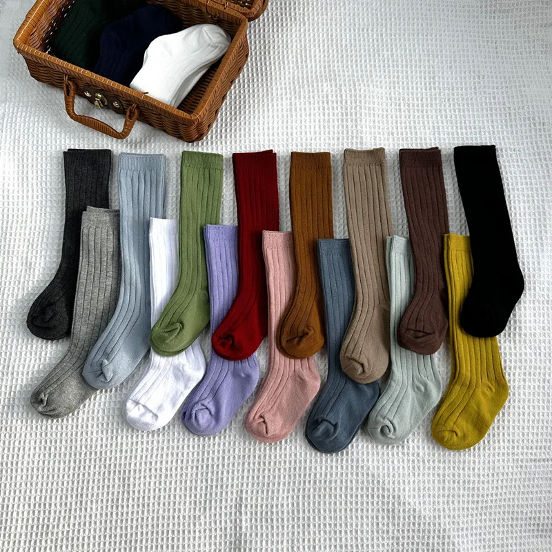 Calcetines largos bebé niño algodón transpirable suave rayas