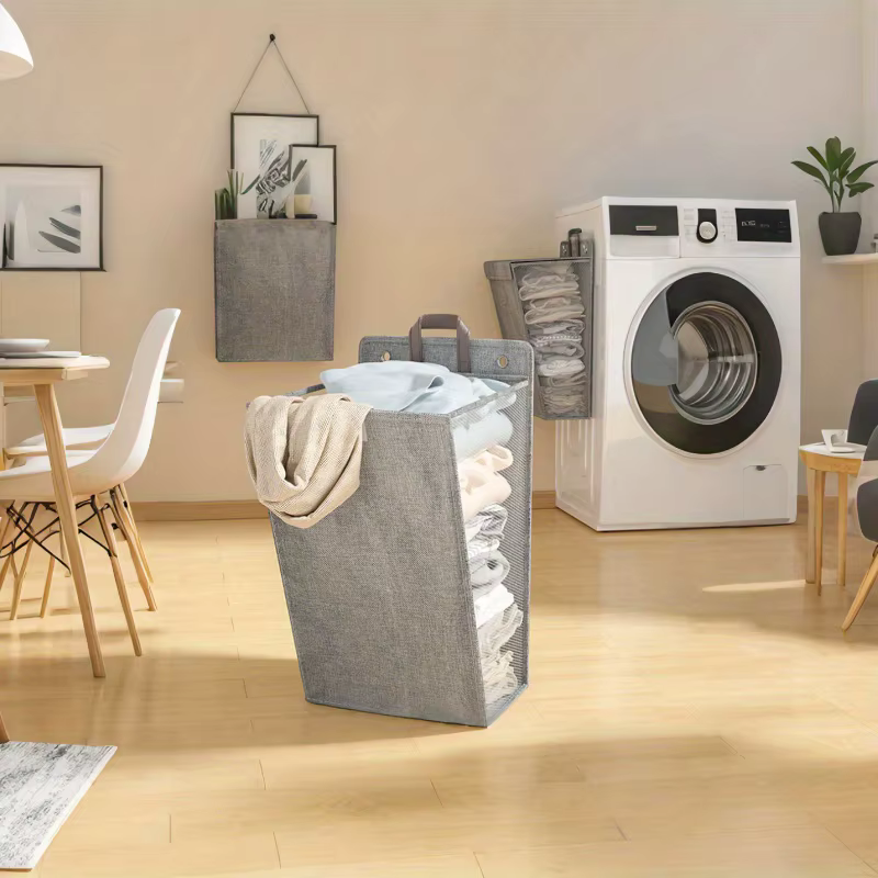 Cesto organizador en dormitorio
