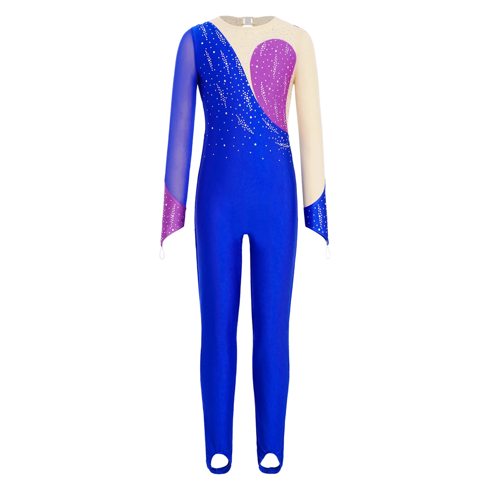 Maillot de gimnasia artística para niñas con pedrería y mangas largas - imagen 2