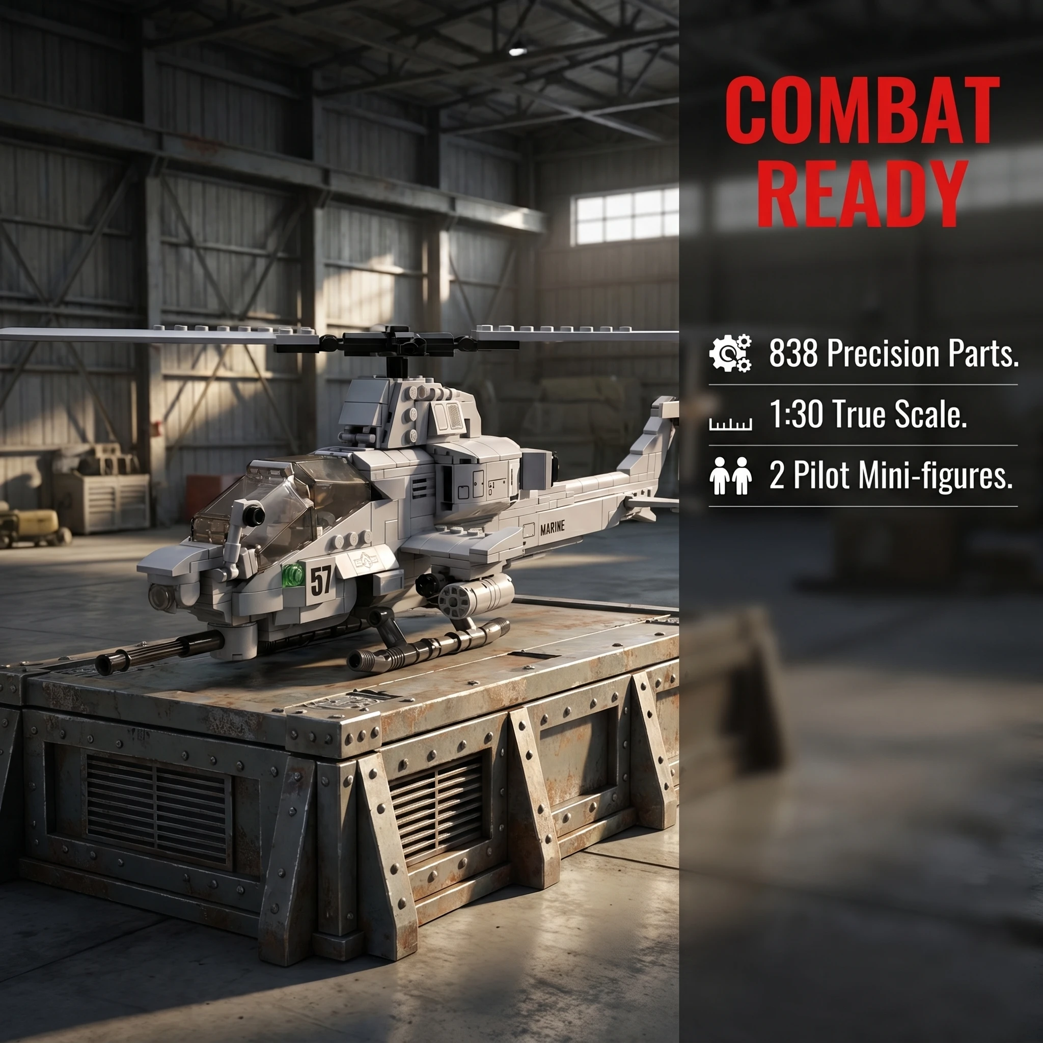Bloques de construcción helicóptero militar AH1Z con figuras - imagen 5