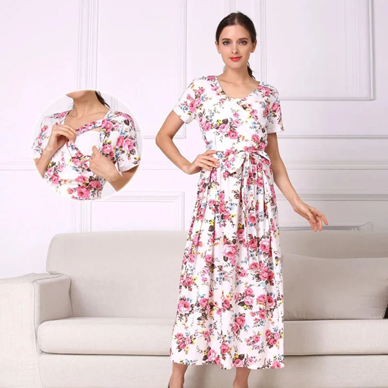 Vestido premamá de verano estampado para embarazo y lactancia