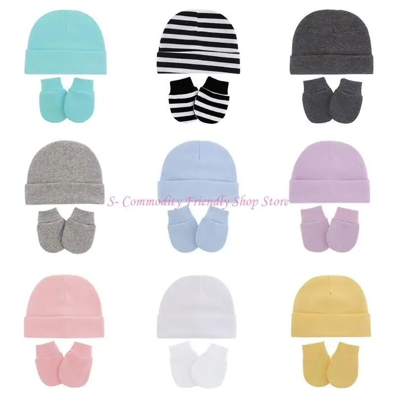 Conjunto bebé: gorro turbante y manoplas de algodón suave - imagen 2