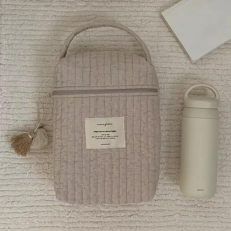 Bolsa de pañales acolchada en algodón para guardería portátil