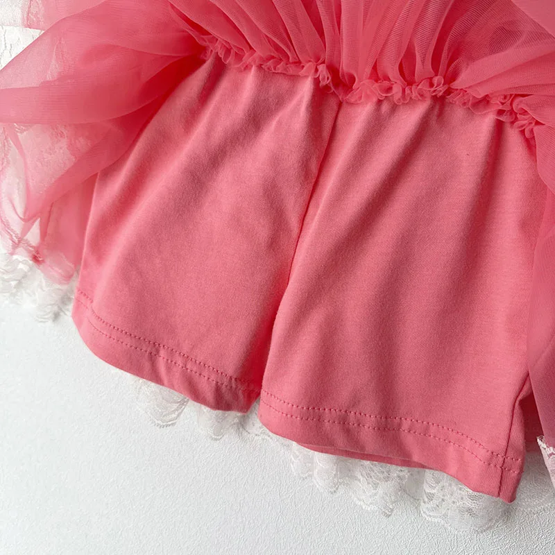 Falda mini con flecos y tul de encaje para niña - imagen 5