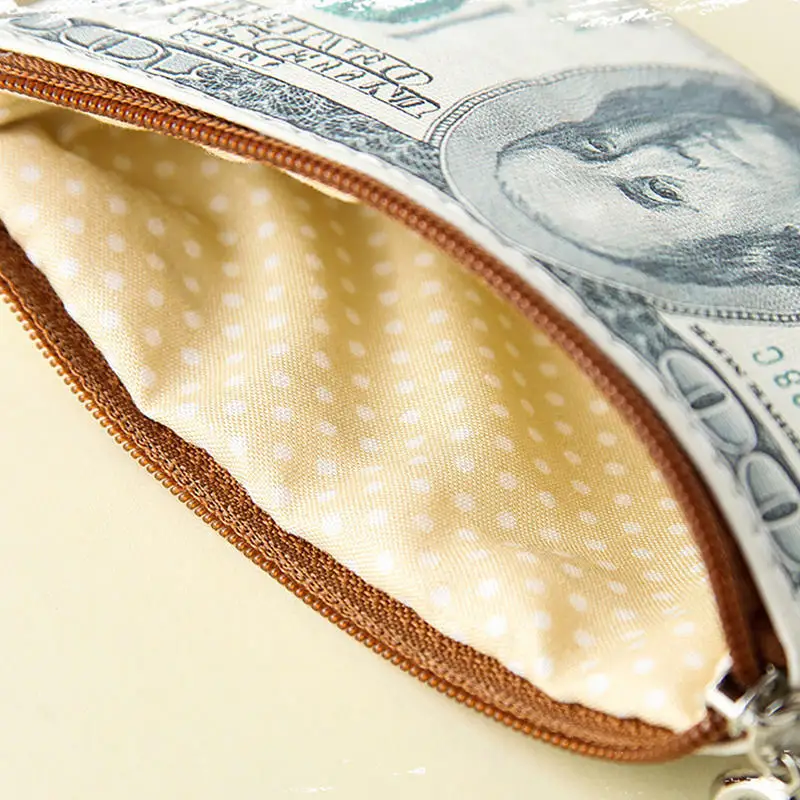 Cartera larga de lona con estampado de monedas y cremallera - imagen 3
