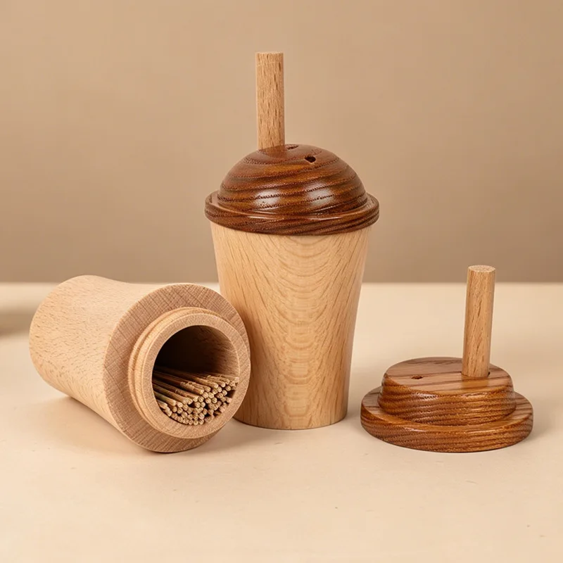 Portapalillos de madera con diseño taza para palillos - imagen 4