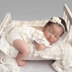 Conjunto de fotografía recién nacido encaje con diadema