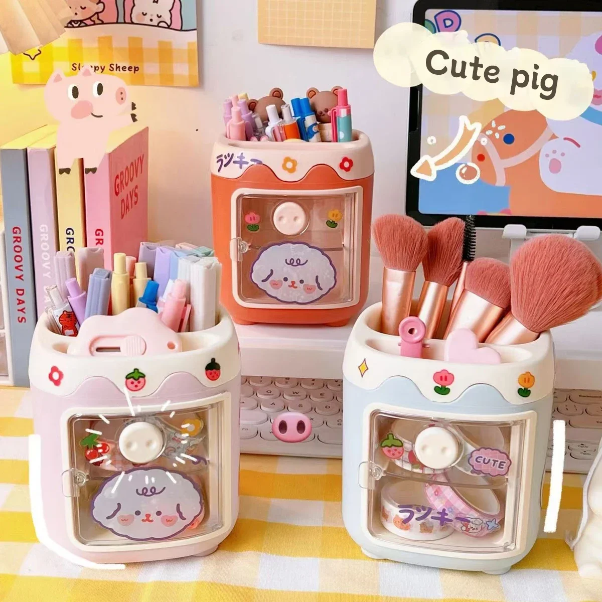 Portalápices infantil nórdico con rejilla múltiple creativo - imagen 3
