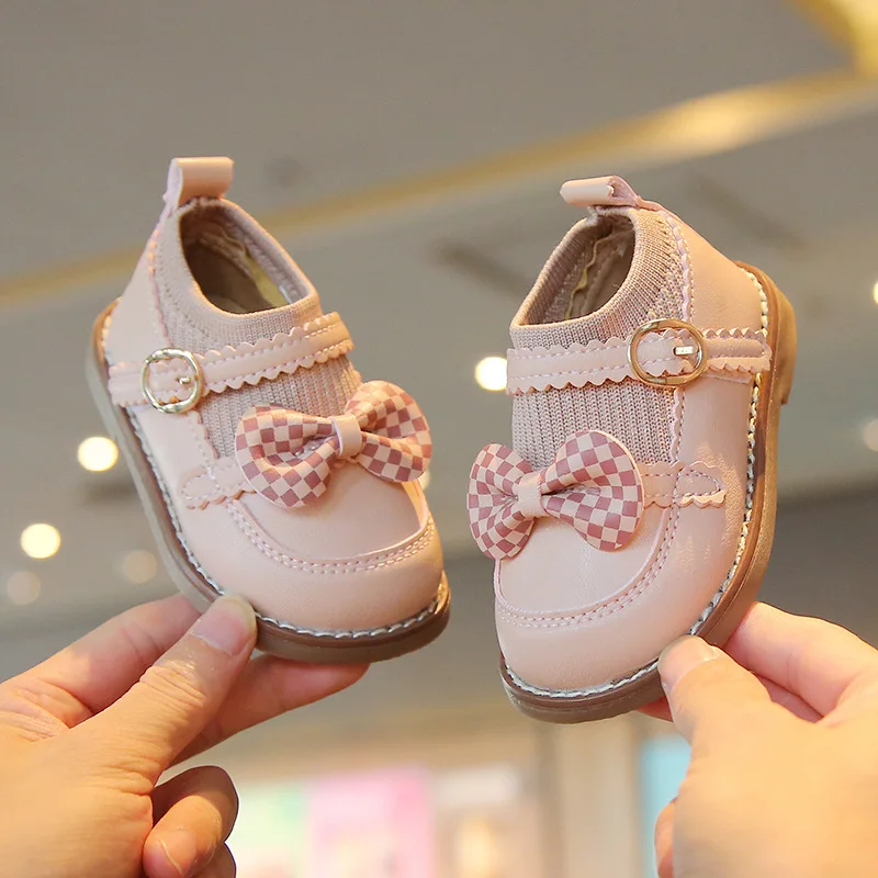 Zapatos de niña en cuero con lazo – planos estilo princesa dulce - imagen 4