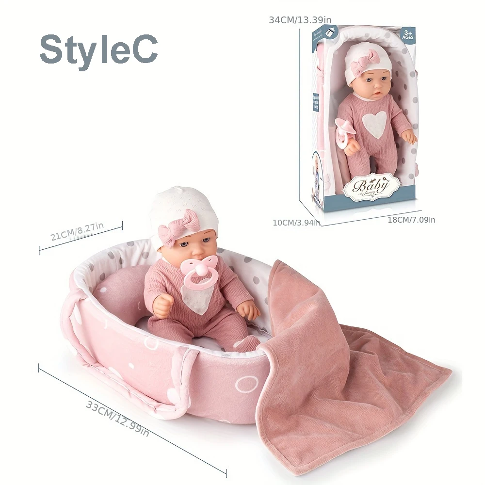 Muñeca bebé Reborn de vinilo con accesorios y chupete rosa - imagen 3
