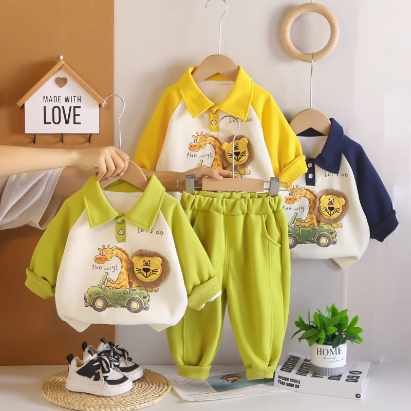 Conjunto de otoño para bebé: camiseta y pantalón con dibujos animados - imagen 3