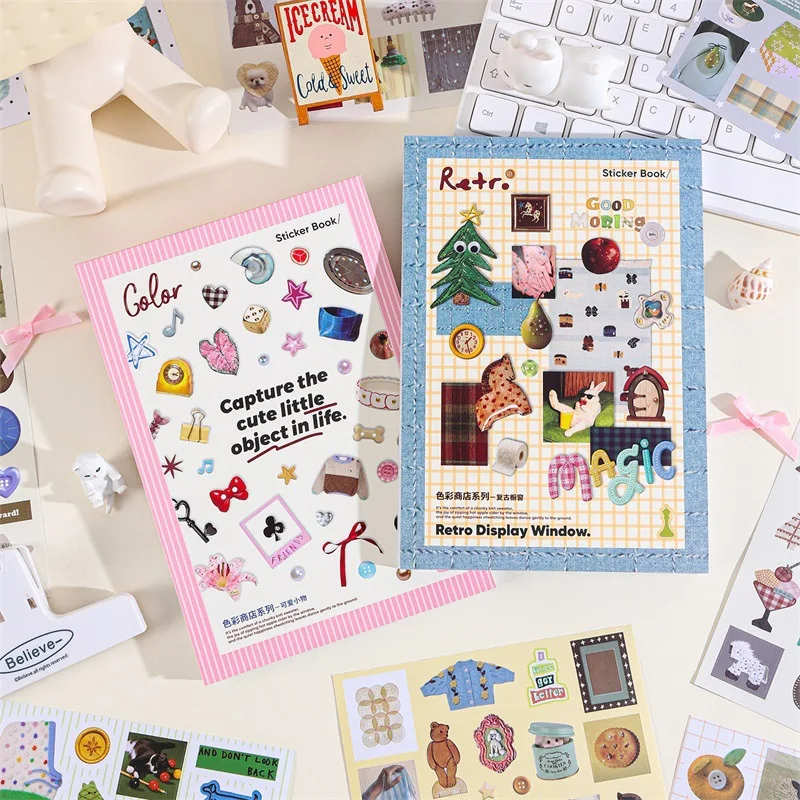 Libro de pegatinas retro en papel para manualidades y planificador - imagen 2