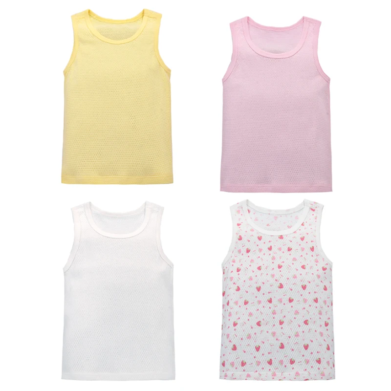 Camiseta sin mangas de algodón fino en color beige